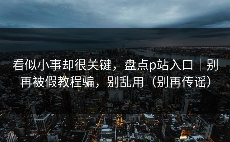 看似小事却很关键，盘点p站入口｜别再被假教程骗，别乱用（别再传谣）