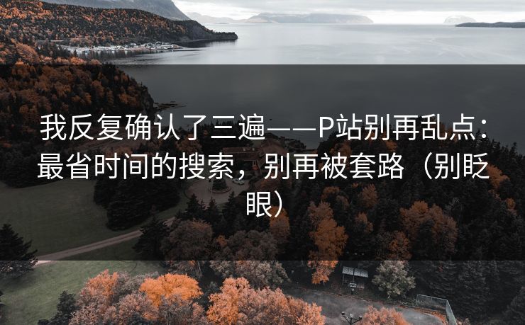 我反复确认了三遍——P站别再乱点：最省时间的搜索，别再被套路（别眨眼）