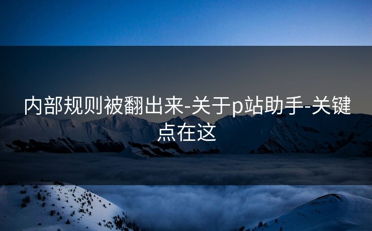 内部规则被翻出来-关于p站助手-关键点在这