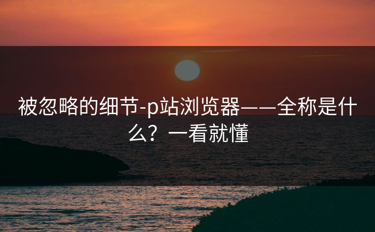 被忽略的细节-p站浏览器——全称是什么？一看就懂