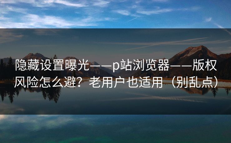 隐藏设置曝光——p站浏览器——版权风险怎么避?老用户也适用(别乱点) 隐藏设置曝光——p站浏览器——版权风险怎么避?老用户也适用(别乱点)