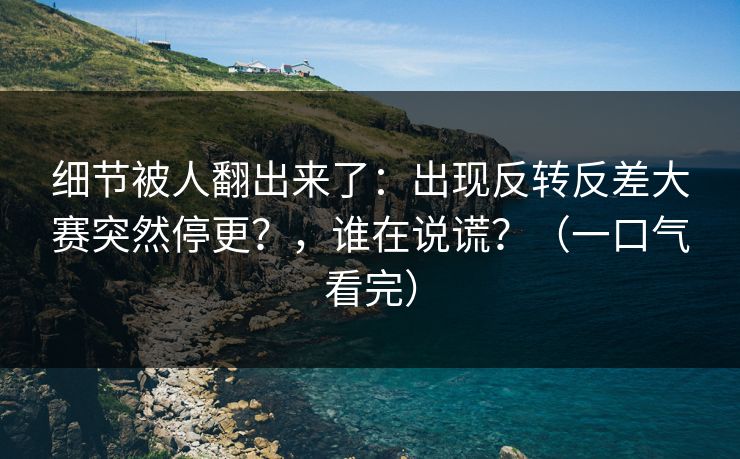 细节被人翻出来了:出现反转反差大赛突然停更?,谁在说谎?(一口气看完) 细节被人翻出来了:出现反转反差大赛突然停更?,谁在说谎?(一口气看完)