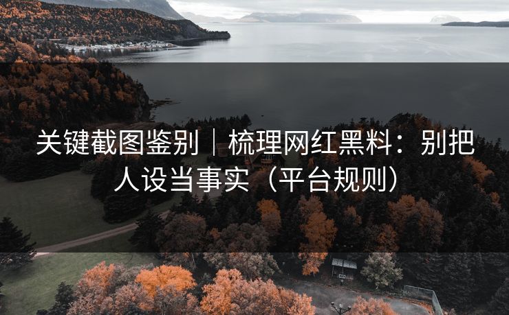 关键截图鉴别|梳理网红黑料:别把人设当事实(平台规则) 关键截图鉴别|梳理网红黑料:别把人设当事实(平台规则)
