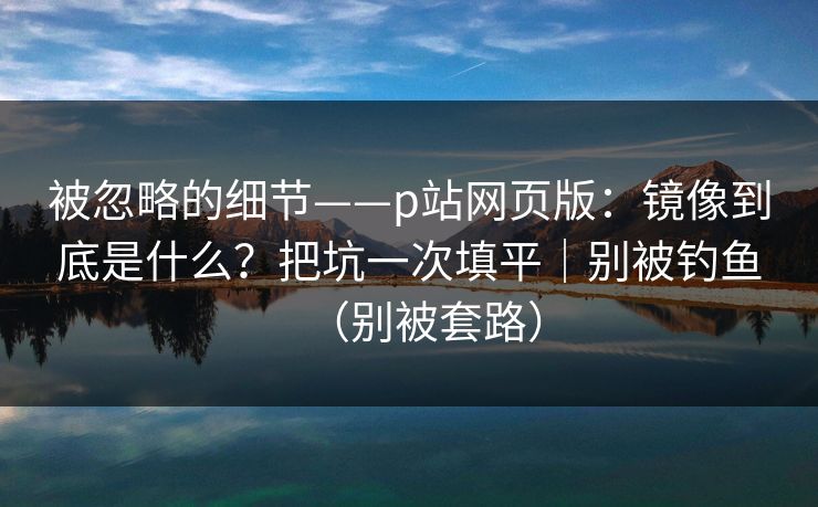 被忽略的细节——p站网页版:镜像到底是什么?把坑一次填平|别被钓鱼(别被套路) 被忽略的细节——p站网页版:镜像到底是什么?把坑一次填平|别被钓鱼(别被套路)