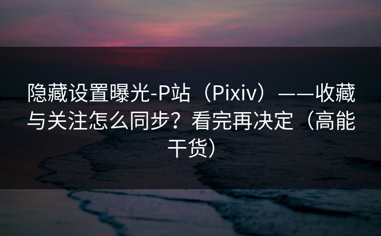 隐藏设置曝光-P站(Pixiv)——收藏与关注怎么同步?看完再决定(高能干货) 隐藏设置曝光-P站(Pixiv)——收藏与关注怎么同步?看完再决定(高能干货)